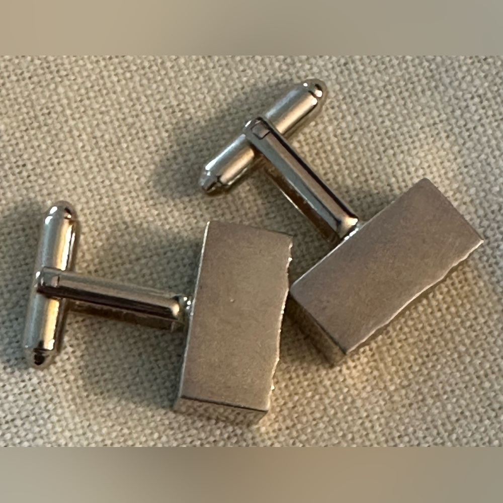Dante Cufflinks Geometric Retangular 3D Cufflinks Silver tone vintage - Picture 6 of 10